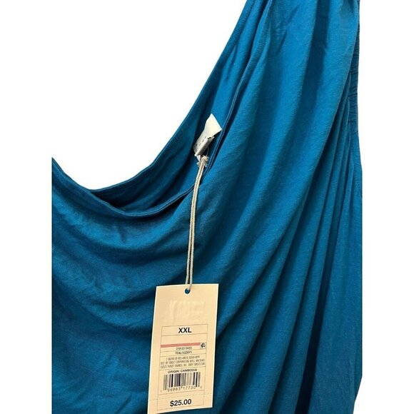 Women's Ruched Knit Mini Dress  A New Day  Teal  XXL - Picture 2 of 3